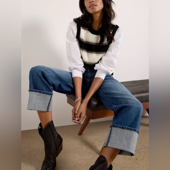 Evereve | Lucy Two-Fer Striped Sweater Vest Blouse Women’s Large - Picture 7 of 17